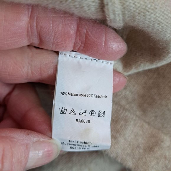 GC Fontana Merino/Cashmere Sweater Dress Oatmeal Sleeveless Ribknit Waist Size S - Picture 10 of 10